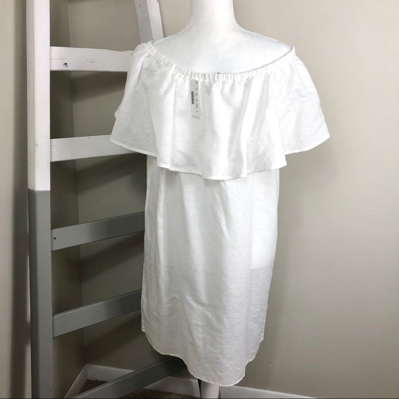 JCREW Cabana Dress Off Shoulder Ruffle Linen NWT - Picture 5 of 11